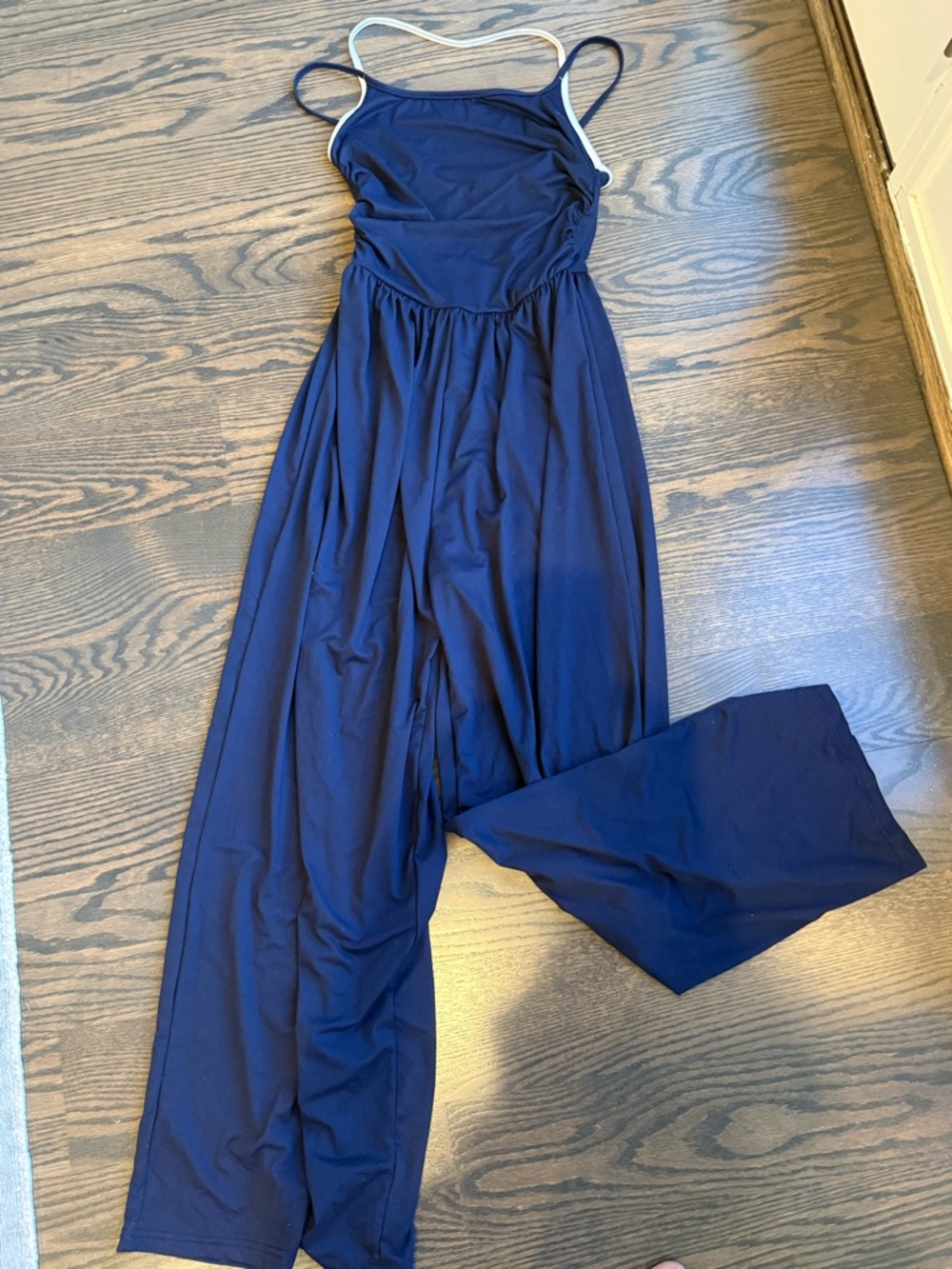 Cotton jersey Navy Wide-Leg Jumpsuit S